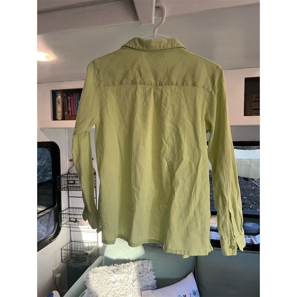 Appleseed's Petites Women's Green Button-Up Shirt Size S Long Sleeve - Picture 2 of 4